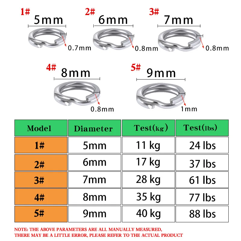 Anneaux de pêche fendus en acier inoxydable, anneau solide de haute qualité, anneau de connexion de leurre, accessoires de pêche, 100 pièces