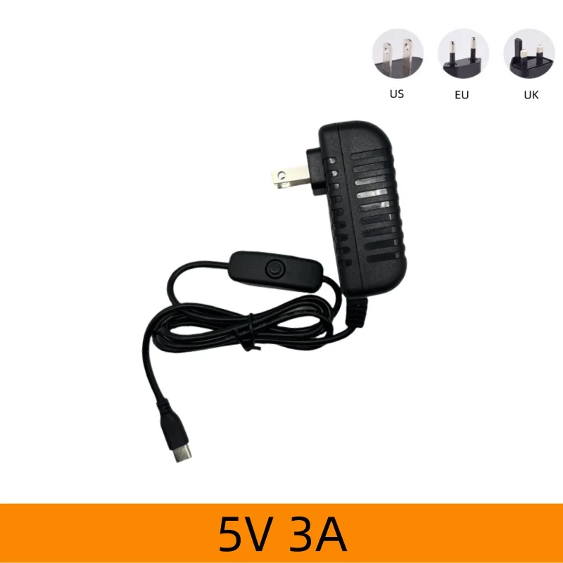 Fuente de alimentación Raspberry Pi 4, 5V, 3A, puerto USB tipo C, adaptador de corriente de 100-240V para cargador Pi 4 Orange Pi 4B OPI Zero 3