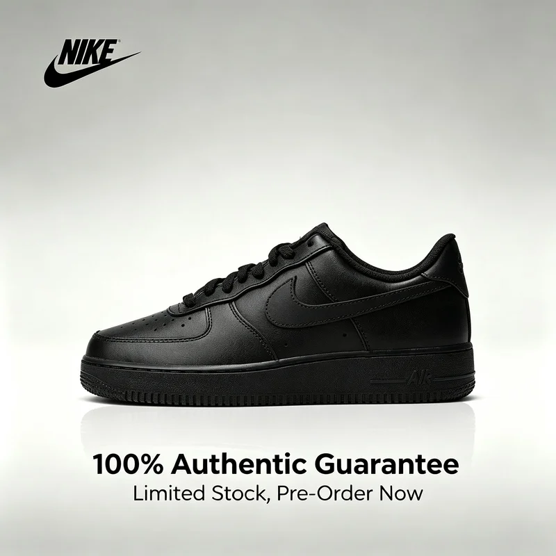 Nike Air Force 1 07 Black Warrior Leder Retro Gepolsterte Atmungsaktive Low-Top Sneakers Herren Schwarz CW2288-001
