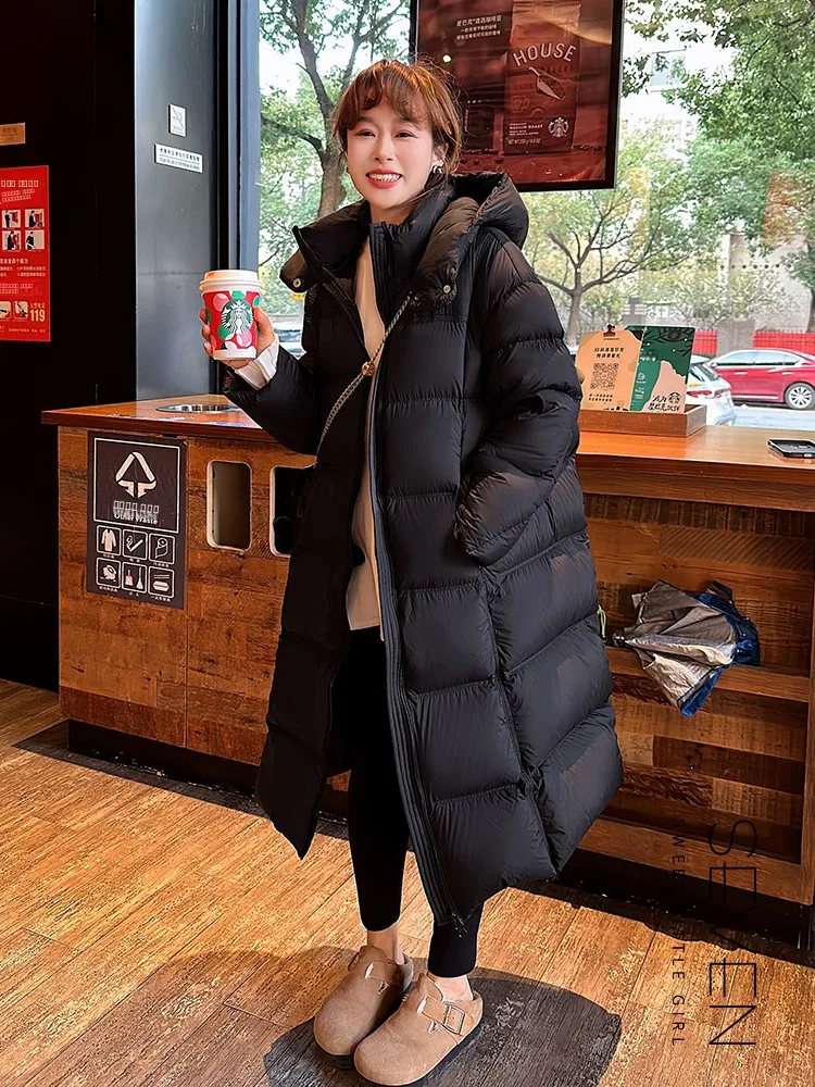 

Теплая женская зимняя куртка средней длины с капюшоном, утепленная, из нейлоновой ткани, с наполнителем из белого гусиного пуха