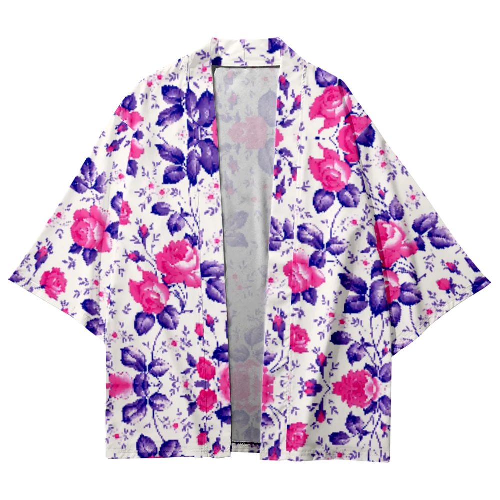 

Summer Floral Print Kimono Men Women Casual Fashion Hawaiian Beach Shirt Trendy Cardigan Kimono Harajuku Bathrobes Yukata Haori