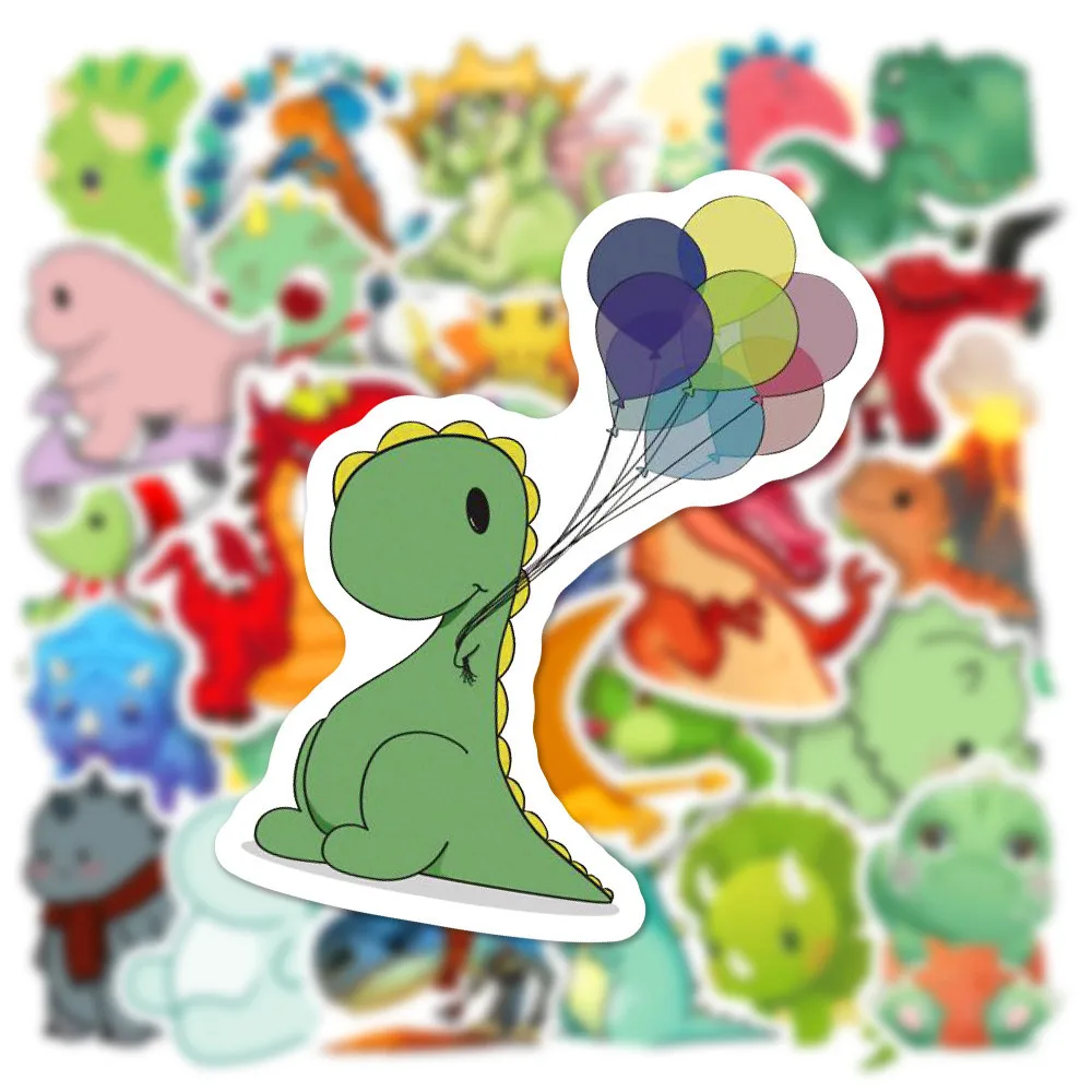 50pcs Cute Dinosaur Stickers Stationery Notebook Scrapbook Phone Pad Cartoon Waterproof Decals for Kids Children Classic Fun Toy