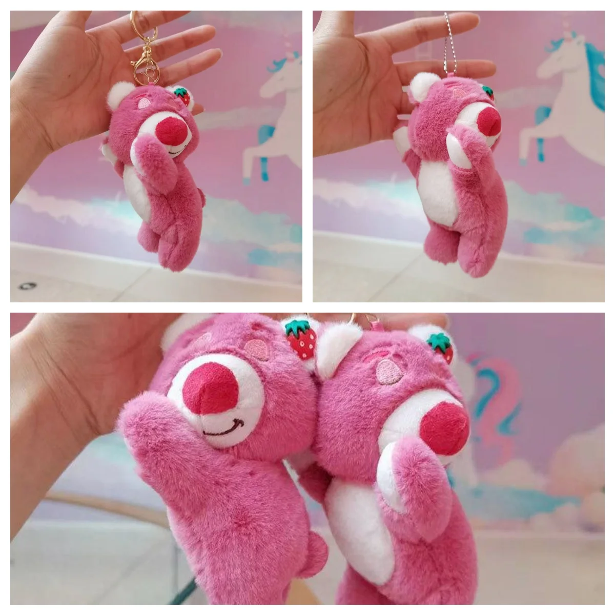 Sanrio 향수 파티 포즈 미니 Lotso 봉제 인형 15CM 인형 배낭 펜던트 선물 꽃다발 장식 선물 친구 펜던트 선물