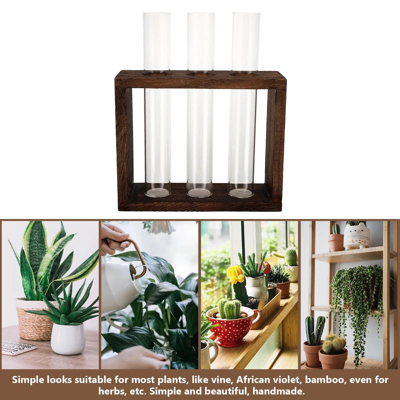 

1Pcs Test Tube Glass Vase Transparent Creative Hydroponic Planter Water Planting Container Home Decor Flower Pot