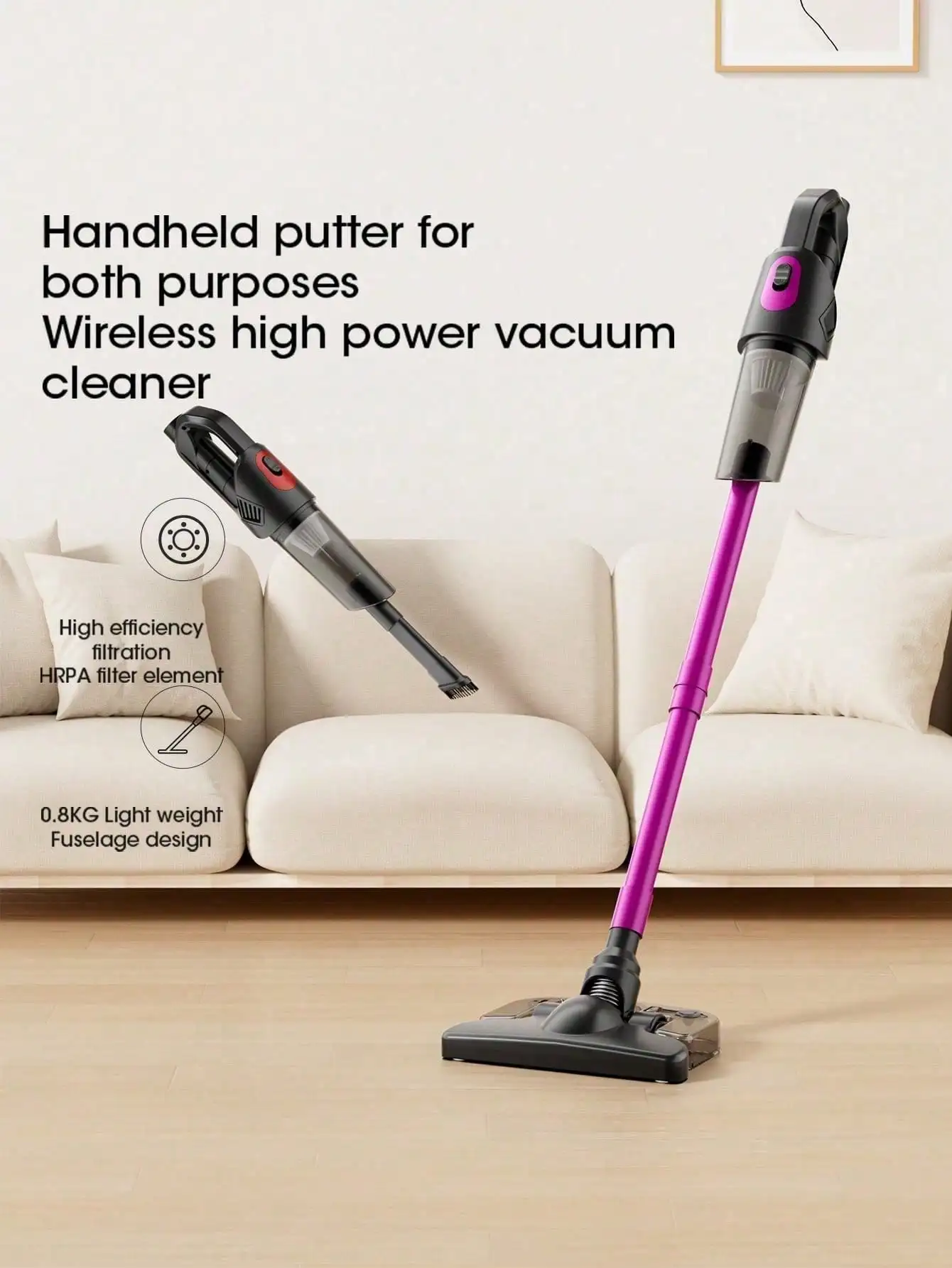 

Беспроводной пылесос, мощность всасывания 20000 Па, беспроводной пылесос 3-в-1 с функцией мытья полов, ручной легкий пылесос