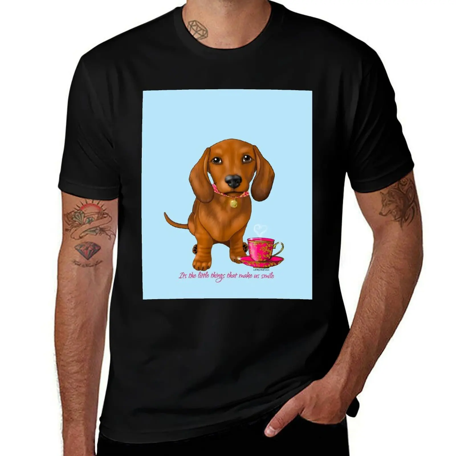 Dachshund Its the little things that make us smile T-Shirt Christmas Theme Tee Top T-Shirt