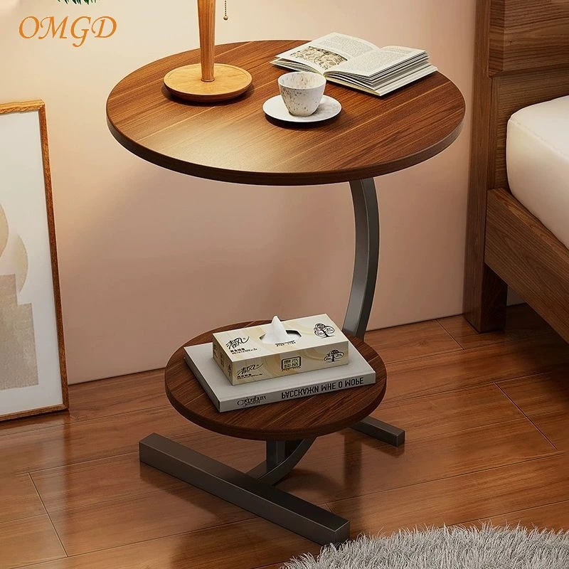 OMGD Light Luxury Living Room Small Coffee Table Small Household Sofa Balcony Small Round Table Bedside Creative Bedside News