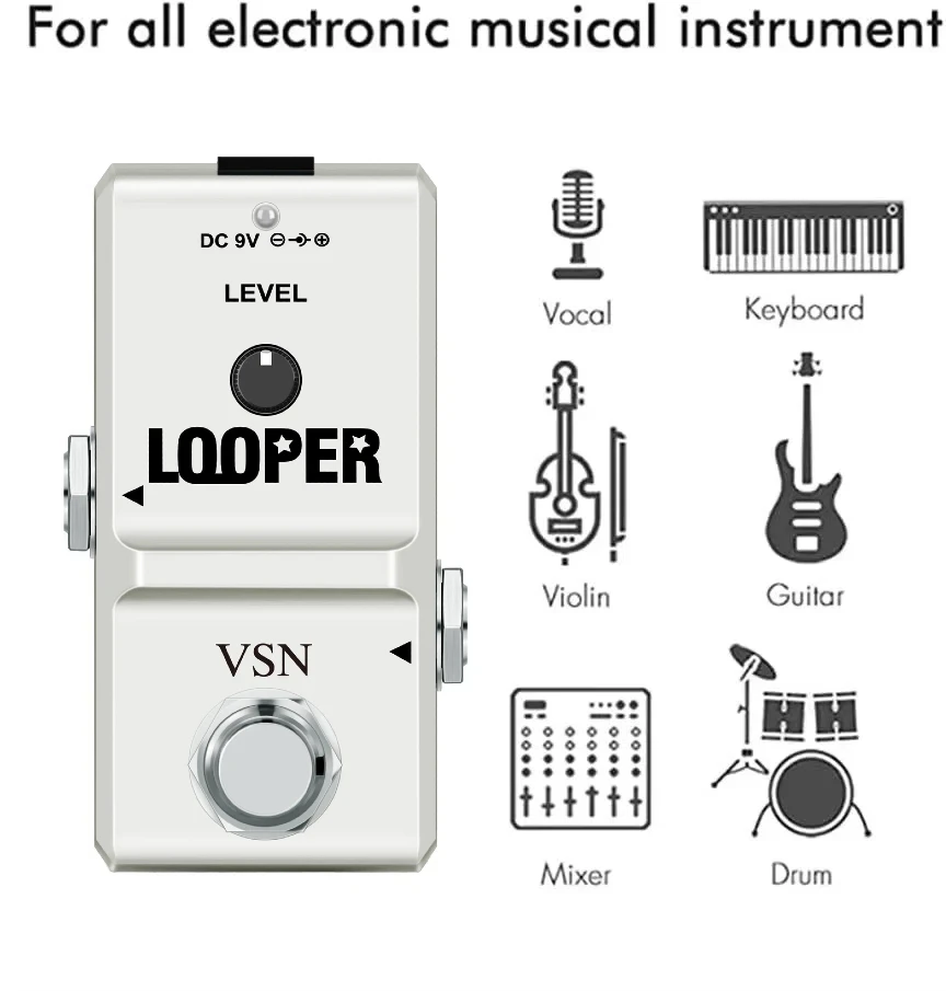 VSN  Guitar Bass Keyboard Looper Pedal Effect Loop Station Unlimited Overdubs 10 Minutes 44Khz Recording Free 1GB Card AP-09
