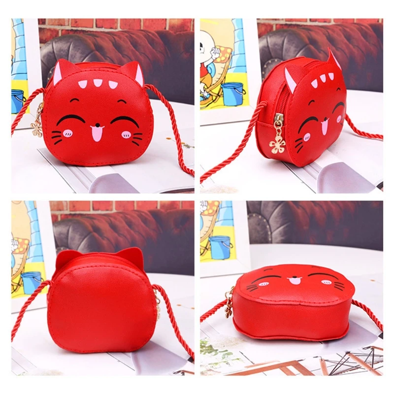 Crianças menina para gato crossbody couro do plutônio desenhos animados bolsa ombro bolsa bolsa moedas