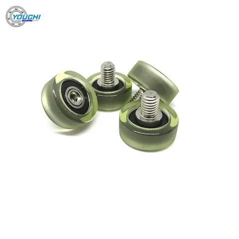 5pcs PU Coated Roller 20mm External Threaded Bearing Pulley PU69620-8C1L8M6 PU 696RS Bearing With M6 Screw Polyurethane Wheel
