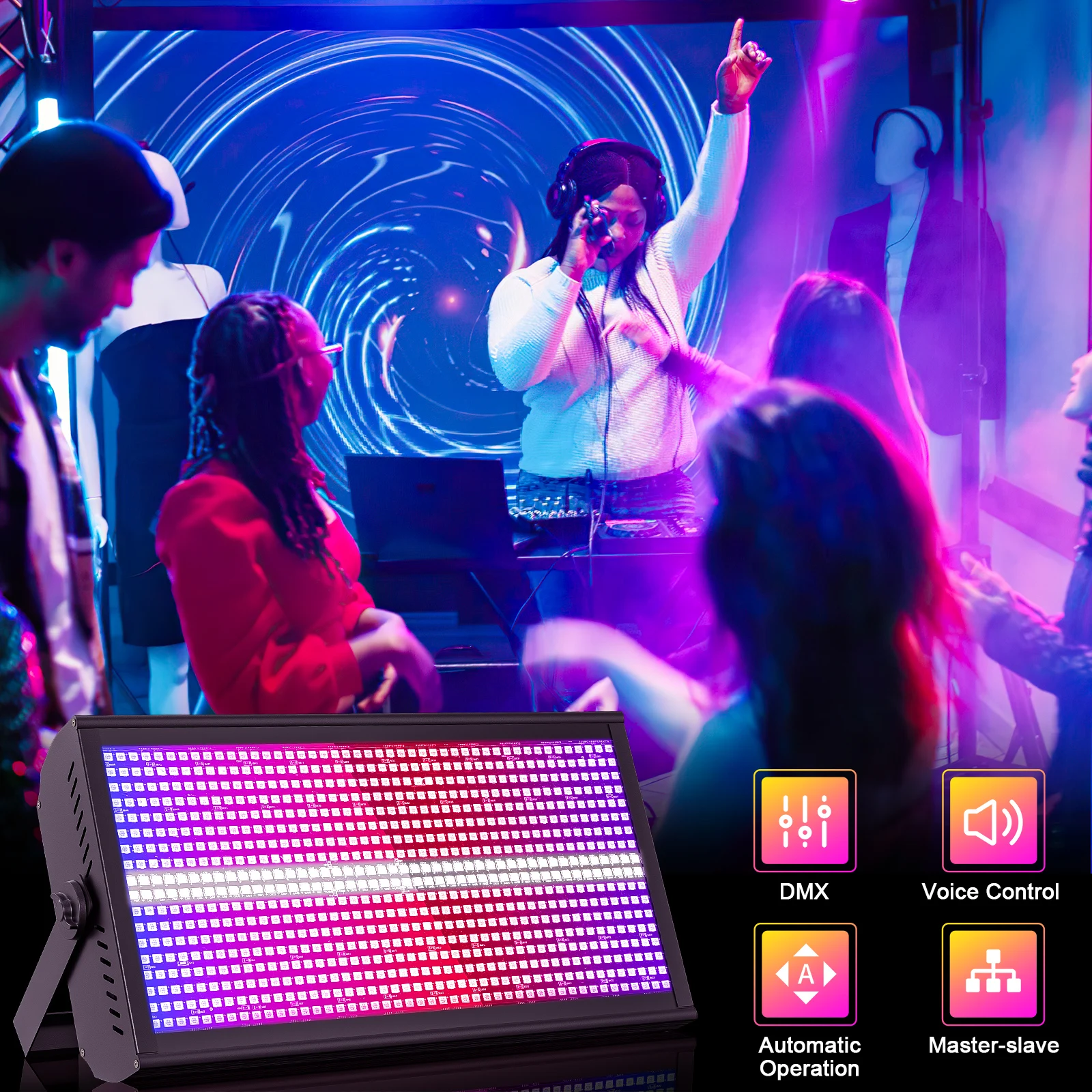 U'King 6 قطعة 200 واط LED RGBW 48 + 8-قطاع أضواء ستروب مع Flightcase/6 قطعة أضواء ستروب/فقط 1 قطعة Flightcase لعرض الحفلات KTV #2