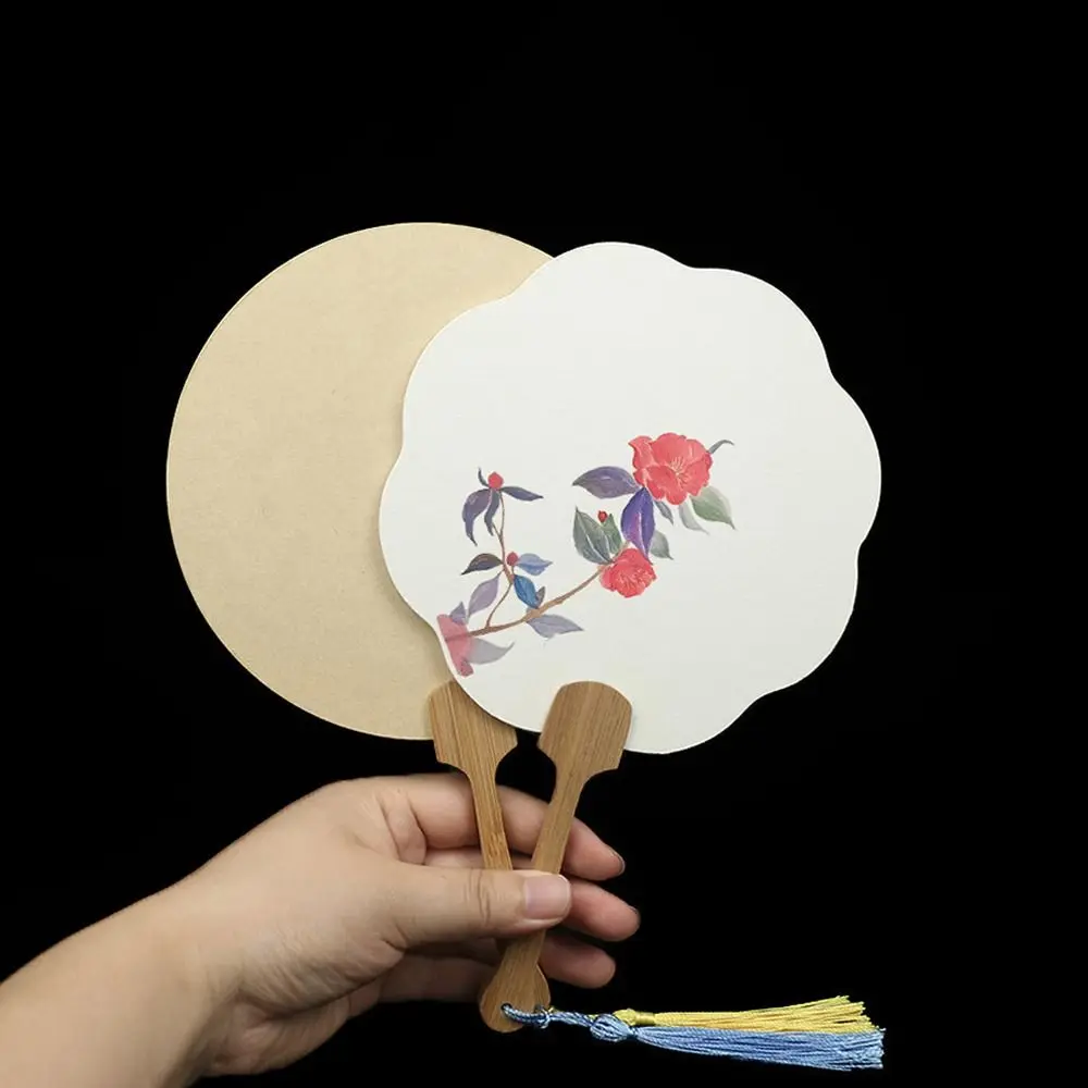 Art Hand Fans Chinese Style Mini Graffiti Fans Xuan Paper Unfinished Blank Painting Fans Round Handmade Paper Hand Fan Hanfu