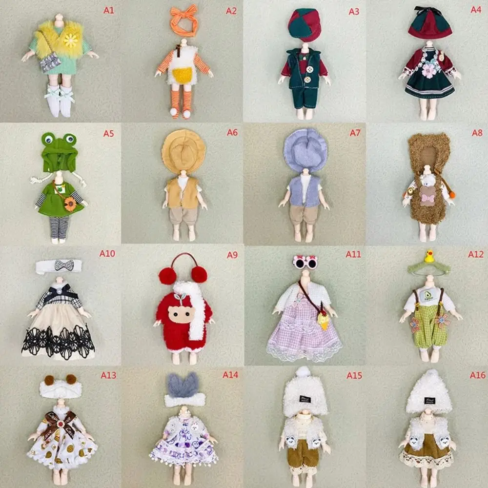 Replacement Outfit 16cm Doll Clothes Suit Plush Patch Changing Doll Winter Dressup Skirt 16-17cm Sweet Skirt Cute Clothes Set