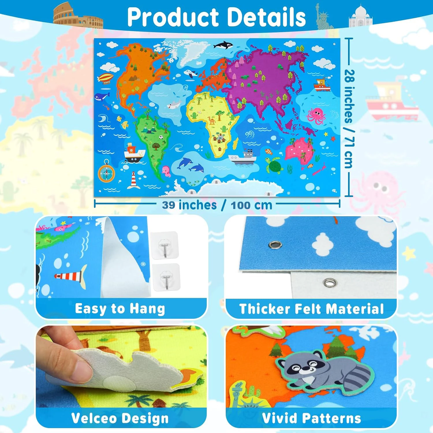 Zoo Tiere Filz Geschichte Bord Set Montessori Lernen Spielzeug Interaktive Storytelling Lehre Spielen Wand Hängen Kits Für Kinder Geschenk – Detail 26
