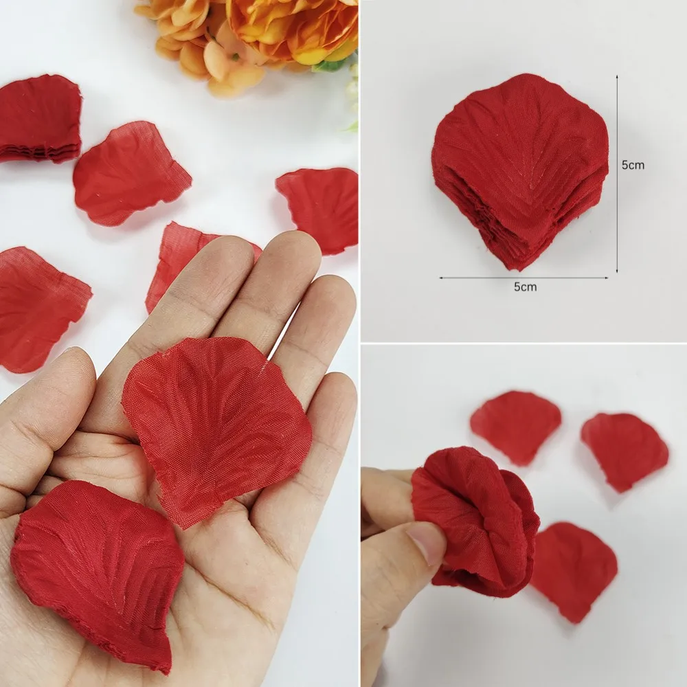 500/1000 Stück künstliche gefälschte Rosenblätter rot weiß Simulation Seide Rosenblätter Hochzeit liefert Valentinstag romantische Dekoration – Detail 3