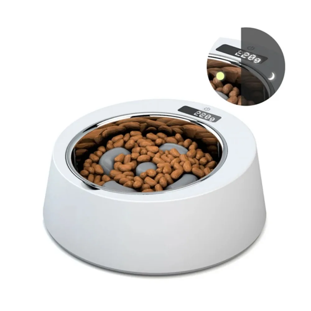 

Smart Digital Bamboo Feeding Pet Slow Feeder Bowl 2 in 1 Food Measuring & Battery Operated Washable for Dogs
