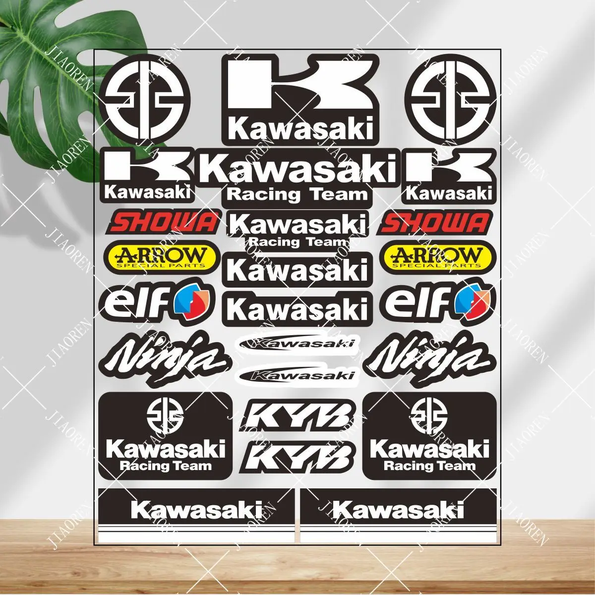

Виниловая наклейка Kawasaki с логотипом, мотоциклетный бак, шлем, белая наклейка, набор # 5