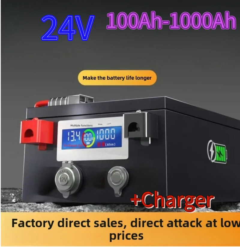 24V 100Ah Lifepo4 Battery 200Ah 300Ah 400Ah 500Ah 600Ah 800Ah 1000Ah Lithium Iron Phosphate for 2KW Solar System RV Outdoor