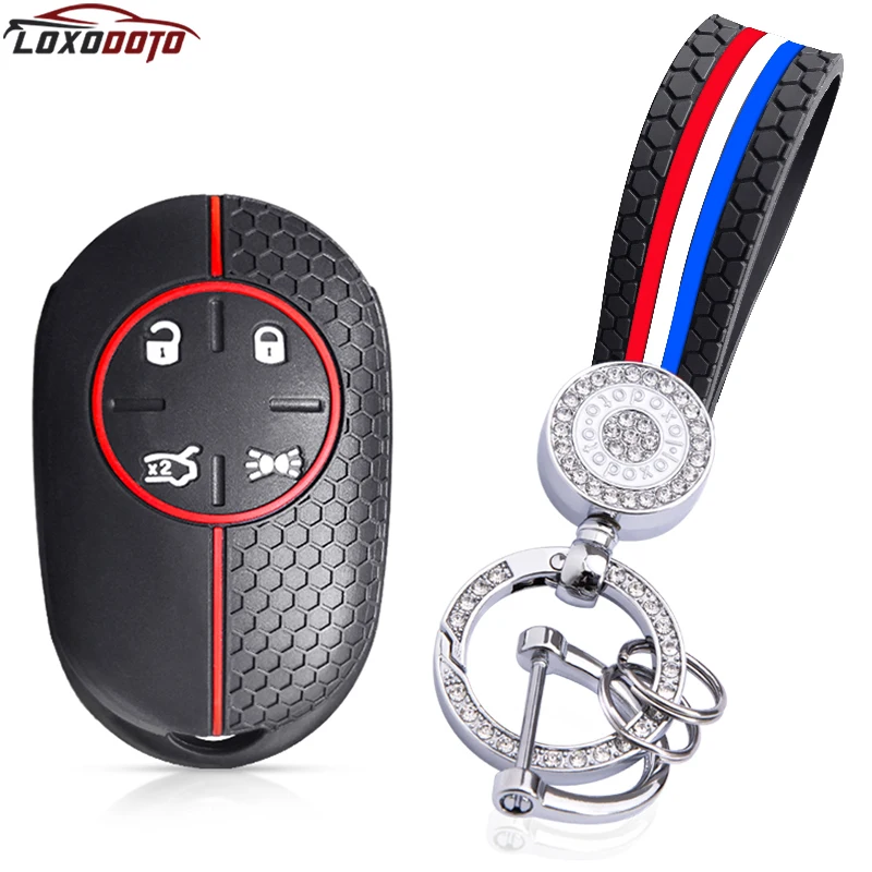 Silicone Car Key Case Remote Keychain Key Cover Holder For Fiat 500 EV 500e Topolino Auto Accessories Key Shell