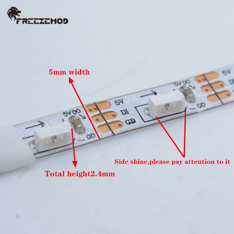 Freesteemod światło RGB listwy chłodnica wodna podwozia PC 97/124/224/mm tęczowe światło pasek 5V AURA SYNC kolorowy pasek oświetleniowy YKDC-CH