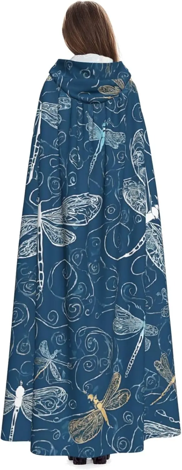 블루 드래곤플라이 풀 렝스 후드 케이프 망토 할로윈 코스프레 의상 성인용