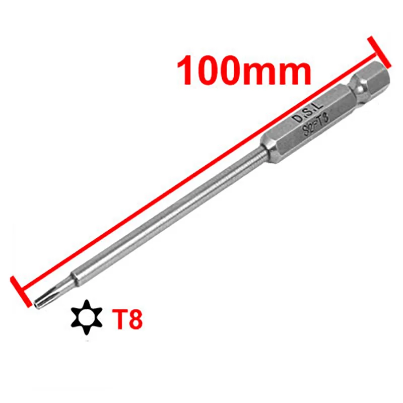 UXCELL-destornillador de seguridad T30, T25, T15, T10, T9, T8, T7, T6, cabeza Torx magnética, vástago hexagonal de 1/4mm, herramientas manuales de