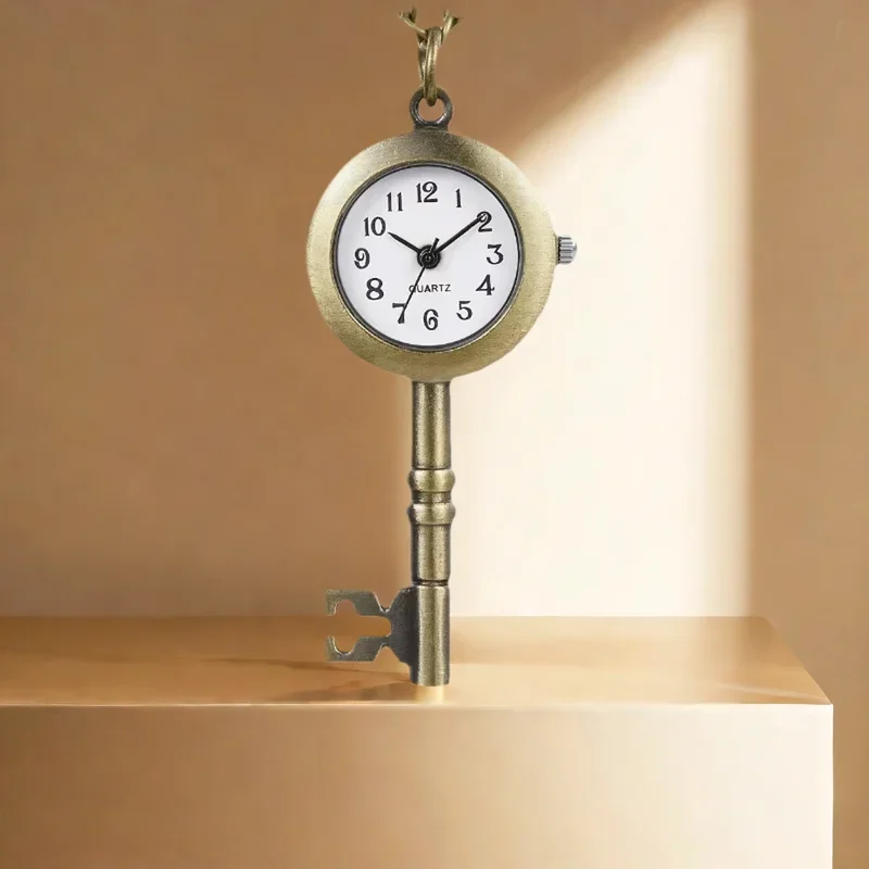 الرجعية البرونزية Steampunk مفتاح كوارتز ساعة الجيب قلادة قلادة ساعة سلسلة الرجال والنساء سلسلة هدية #3