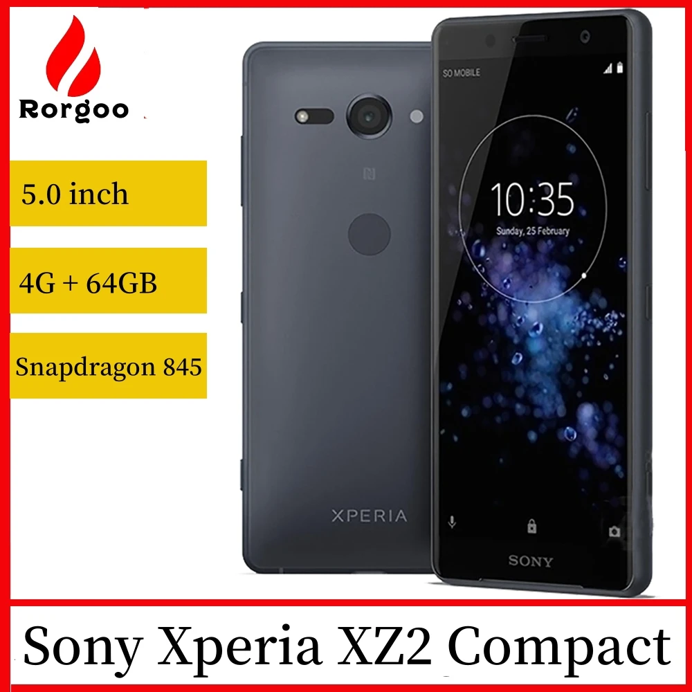 هاتف Sony Xperia XZ2 Compact SO-05K H8314 H8324 4G هاتف محمول أصلي 5.0 بوصة 4GB + 64GB بطاقة SIM مفردة/مزدوجة NFC هاتف ذكي يعمل بنظام أندرويد