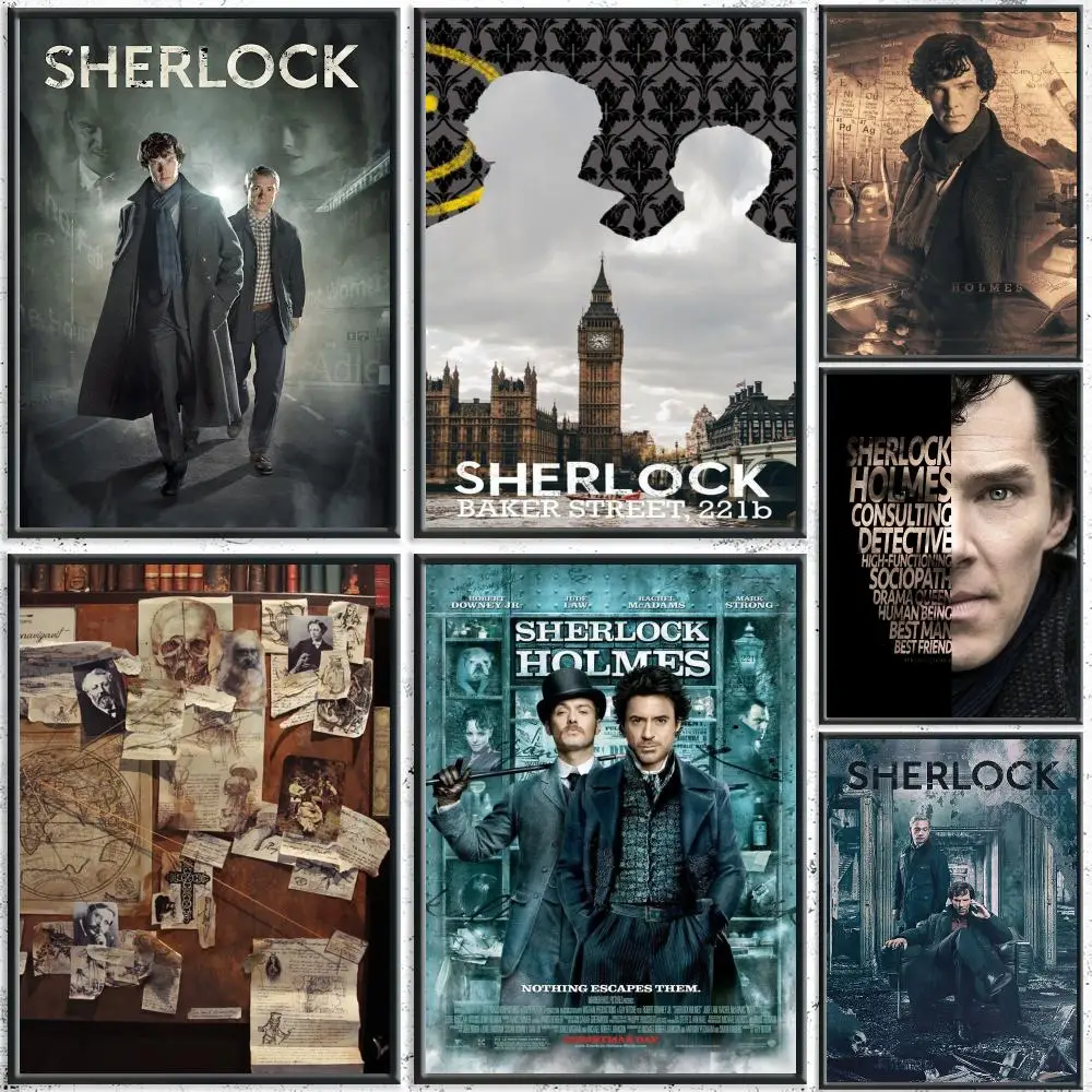 Classic Character S-Sherlock HolmesS Poster HD Self-Adhesive No Residue After Removal Ideal for All Kinds of Wall Decor