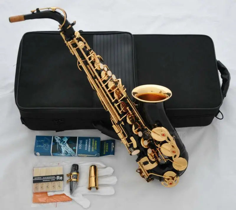 

Quality Black Gold Bell Alto Saxophone engraving Eb Sax High F#