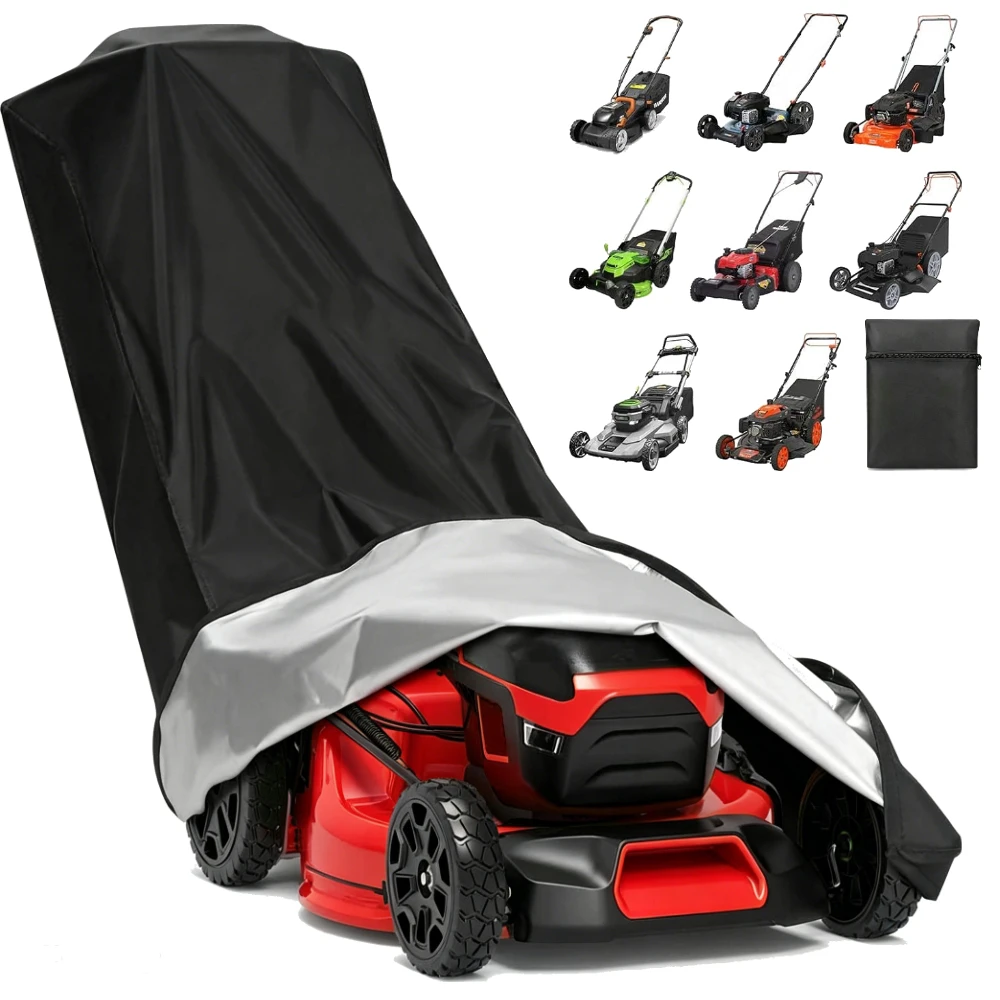 Lawn Mower Cover with PA Coating Storage Bag Heavy Duty 210D Oxford Push Mower Cover Waterproof Lawnmower Covers for Outdoor