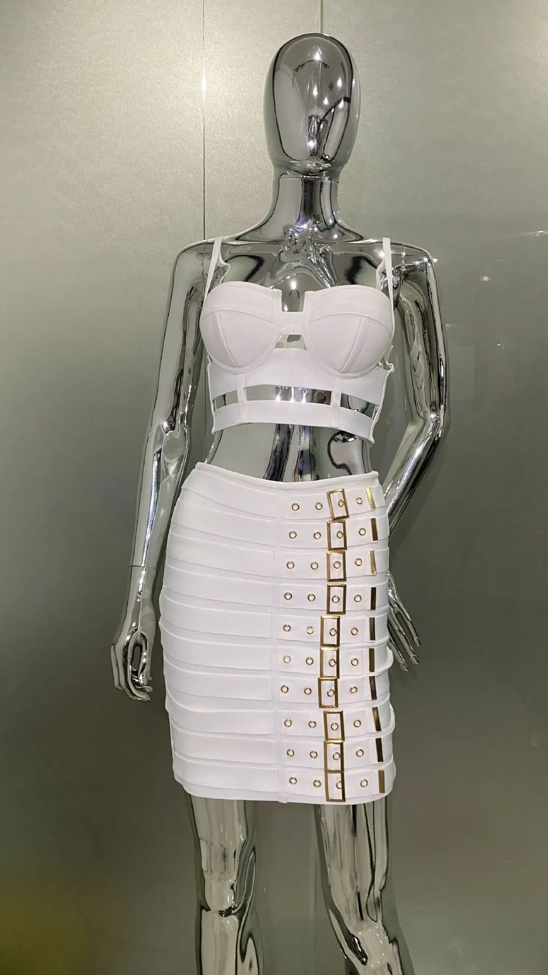 

Women Sexy Bandage Tops Fashion Pencil Skirts Set Fashion High Quality Two Piece Sets Nightclub Party Celebrate Women's Set