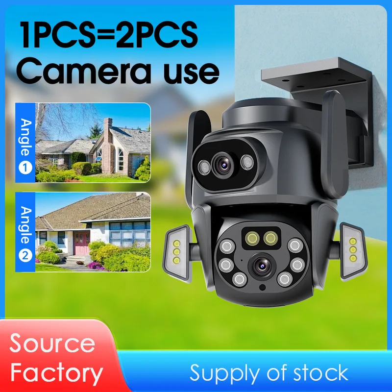 4MP WIFI PTZ Camera Dual Screen Dual Lens  5x Magnification detail Smart Home AI Body Automatic Tracking CCTV Waterproof Camera