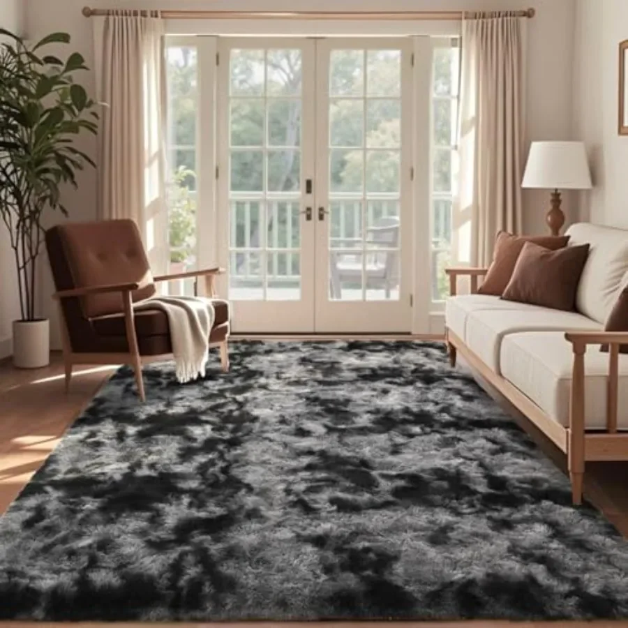 6x9 Feet Large Shag Rugs for Living Room Decor, Tie-Dyed Ultra Soft Fluffy Furry Area Rugs for Bedroom Indoor Floor, Aesthetic view 2
