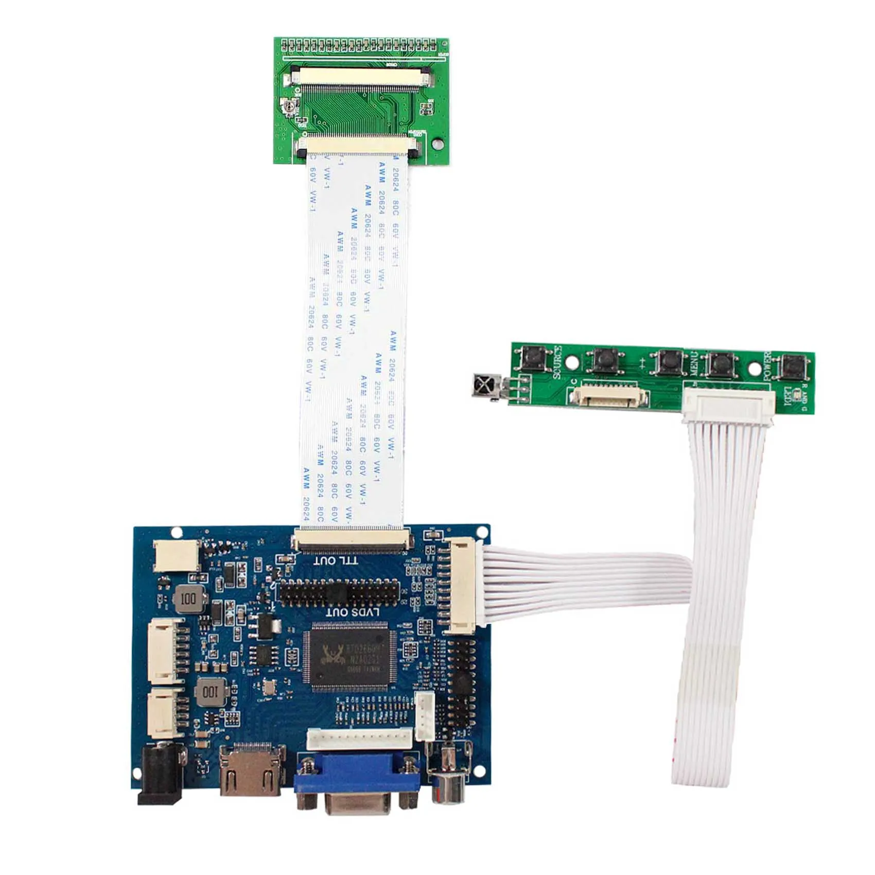 Carte de circuit d'onduleur 12V, convertisseur 50 à 60 broches, carte PCB, carte de contrôleur VGA 2AV LVDS TTL TFT pour écran LCD 6,2'' 7'' 8''