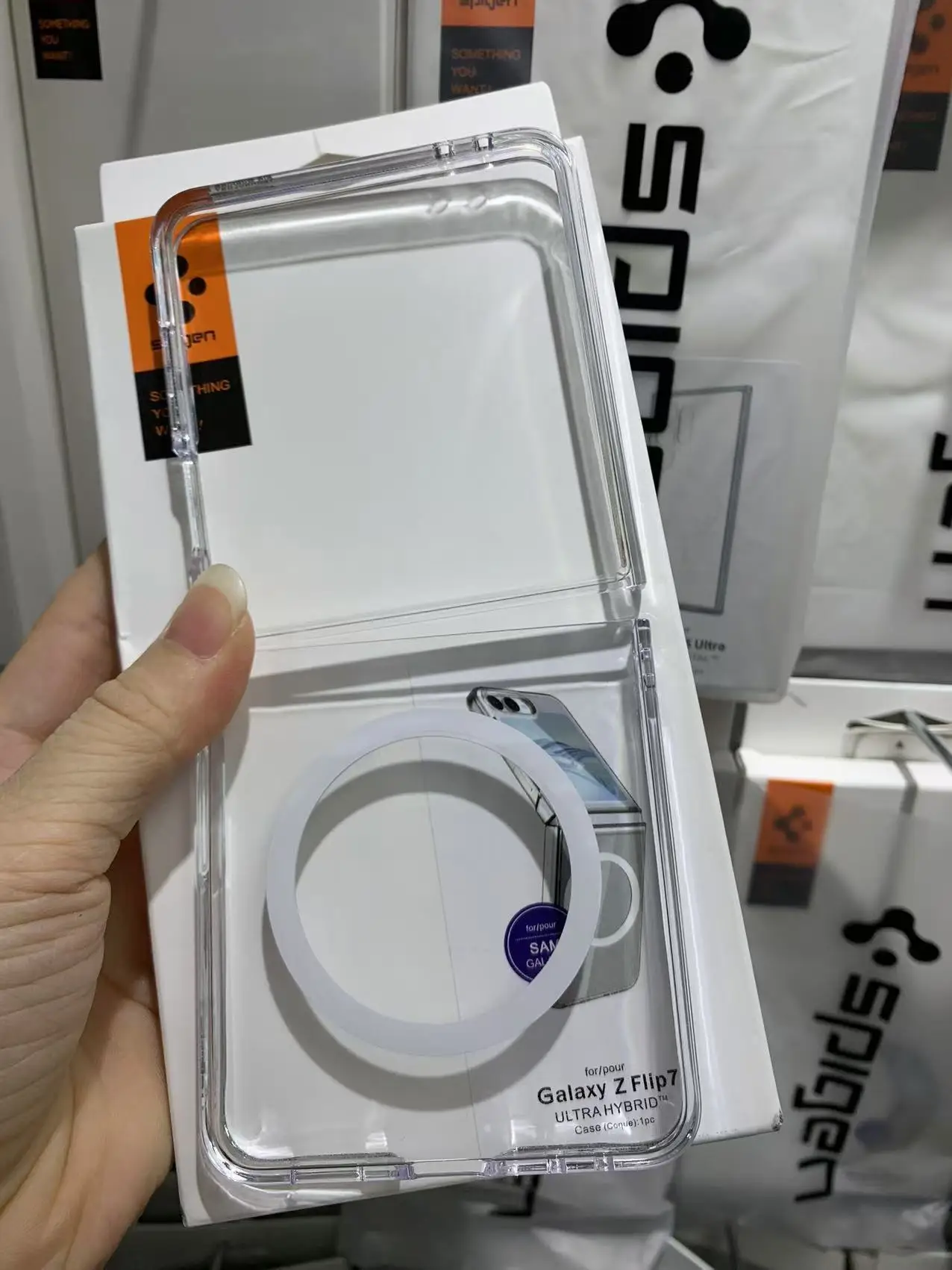 Spigen für Samsung Galaxy Z Flip 8 7 6 5 Flip7 Transparente magnetische Hülle, stoßfest, für kabelloses Magsafe-Laden, faltbare Hartschale