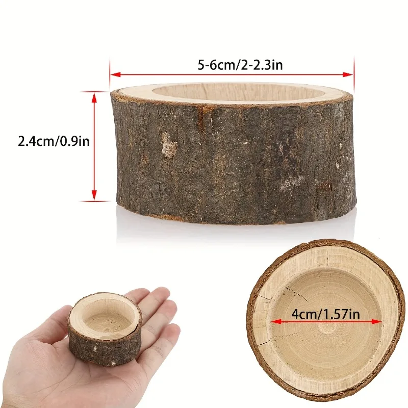 אריזת 20 פמוטי עץ דקורטיביים לנרות