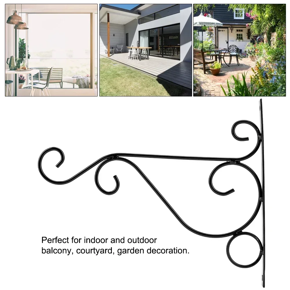 25x21cm Iron Hanging Basket Bracket, Plant Pot Hanger, Wall-Mounted Planter Hook for Plants