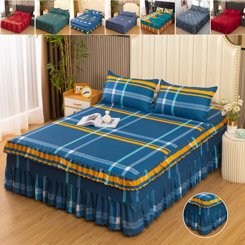 

Princess Style Bed Skirt with Pillowcases Bedspreads Bed Skirt Comfort Soft One Bed Skirt Available in Multiple Sizes Decoration