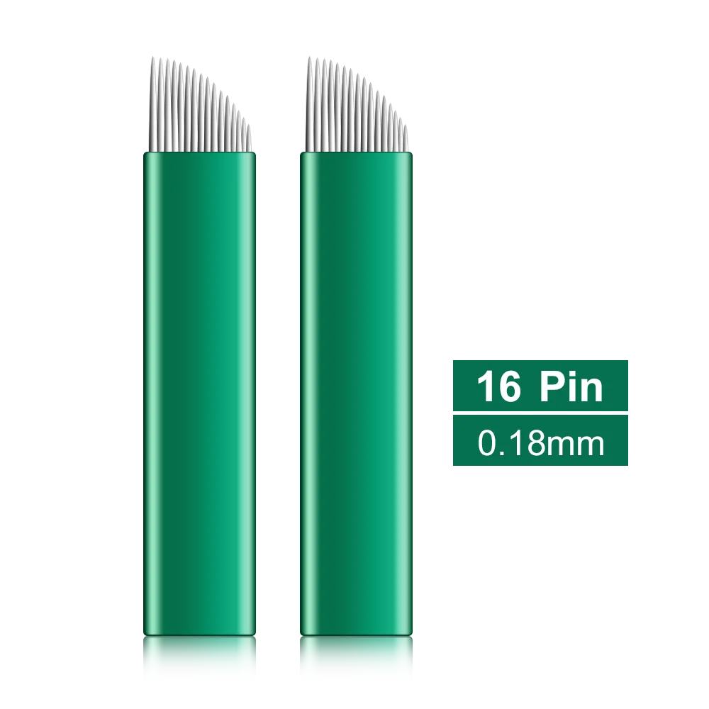

100Pcs Nano Blades Thin 0.18mm 16 Pin Microblading Flex F Shape Tattoo Needles Permanent Makeup Embroidery Manual Blades