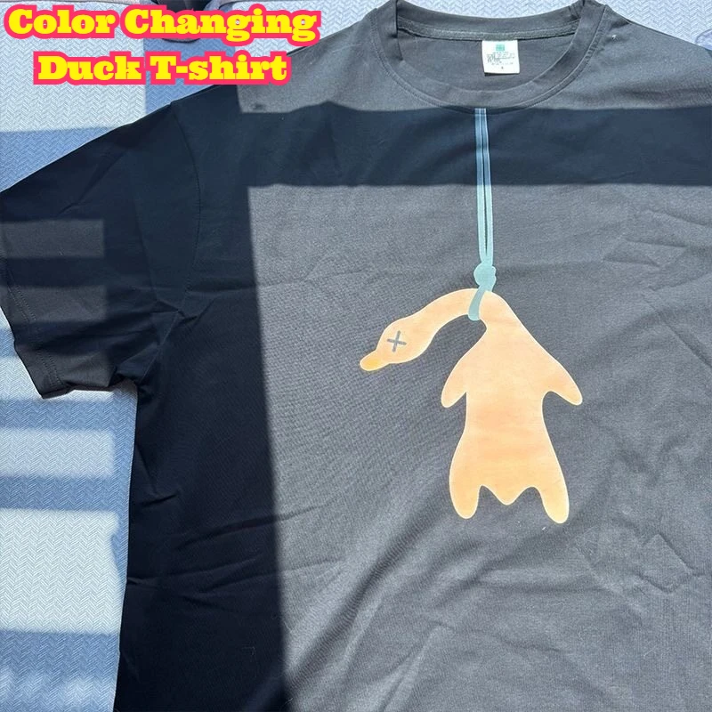 uv変色ローストダックtシャツ-綿100-クルーネック-ルーズフィット-半袖-夏-uv誘導-クリエイティブ-カジュアル-カップル-トップス-新作