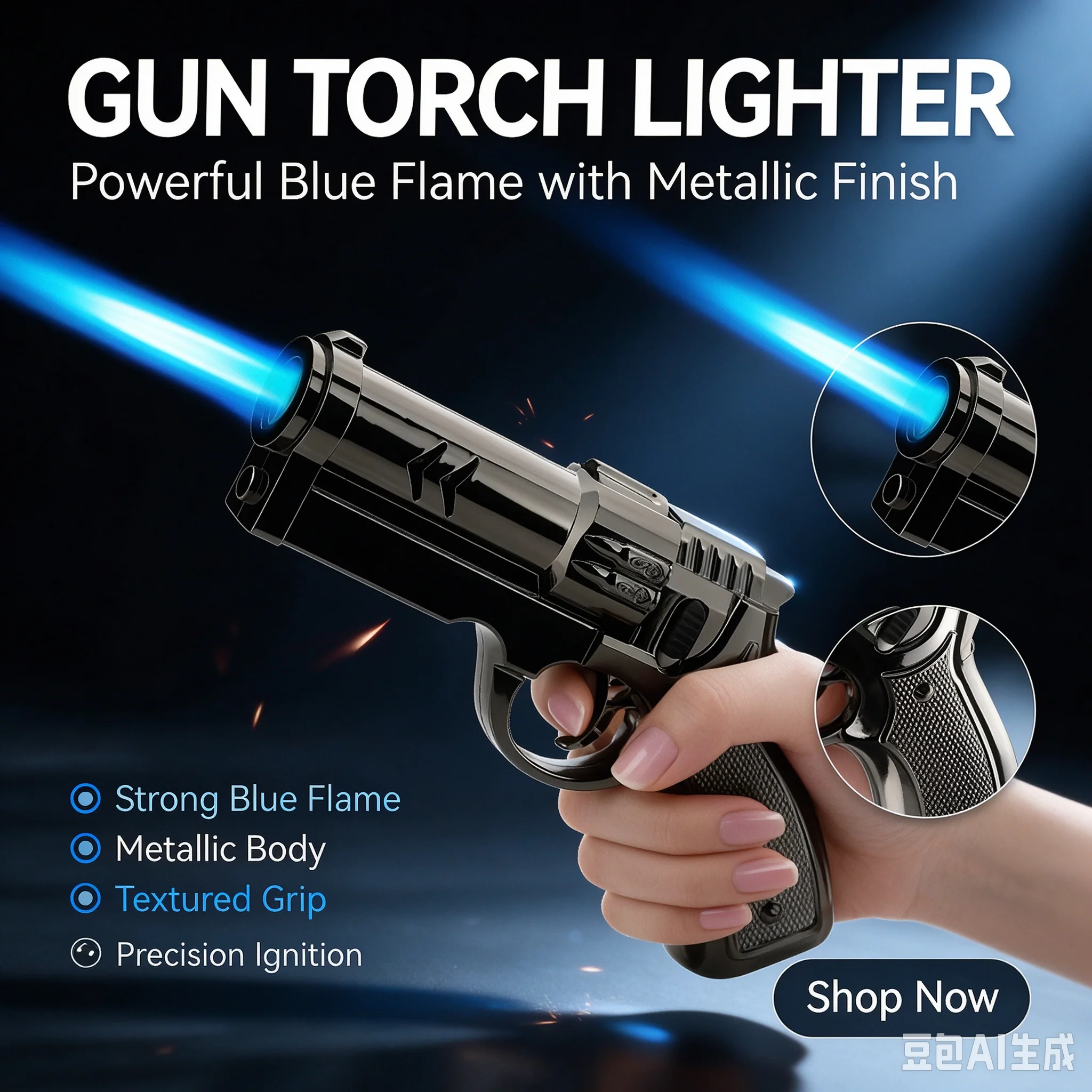 Sleek Metal Turbine Cigar Lighter, Windproof High-Temp Jet Flame, Unique Smoking Accessory, Great Gift for Men and Cigar Fans