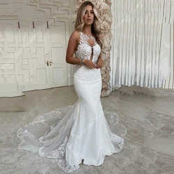Vestido De novia De sirena para mujer, traje De tul brillante, hecho a medida, estilo bohemio, Princesa, 2024