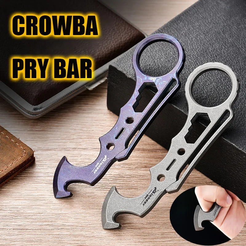 liga de titanio crowbar chave de fenda chave sextavada abridor de garrafas ferramenta multifuncional acampamento ao ar livre pry bar novo 110 mm edc 01