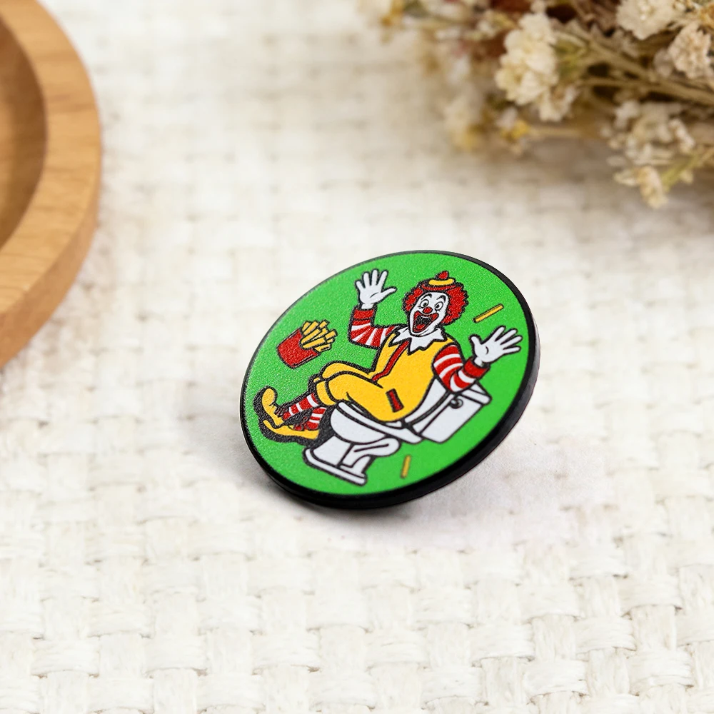 Lustige Fast-Food-Clown-Toiletten-Emaille-Brosche, Humorvolle und Parodiehafte Cartoon-Fast-Food-Abzeichen, Rucksäcke, Hüte, Accessoires, Neuartige Geschenke – Detail 9