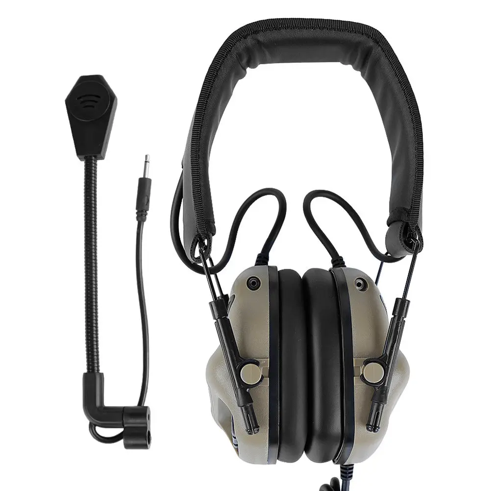 

Tactical Headset Adjustable Size Electronic Shooting Walkie Headphones No Noise Canceling Earmuff for Hunting Outdoor