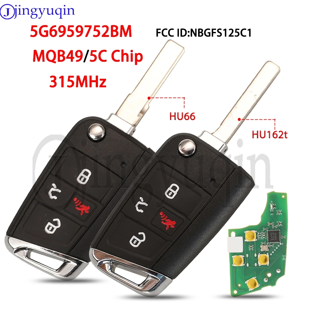

Бесключевой смарт-ключ-брелок Jingyuqin 5G6959752BM 315 МГц NBGFS125C1 MQB49/5C для автомобилей Volkswagen Golf Tiguan 2018+ NCF2161W