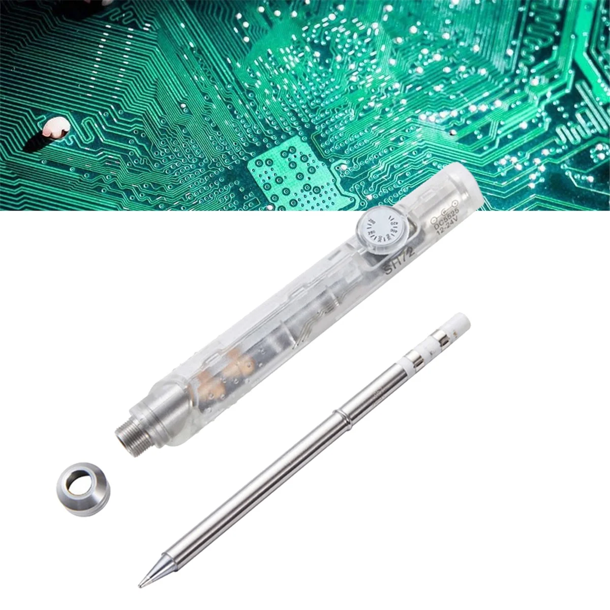 A56XQ SH72 Soldador 65W 12-24V 220-400 ℃   Herramienta de soldadura de temperatura ajustable SH72 B2, no T12, blanco transparente