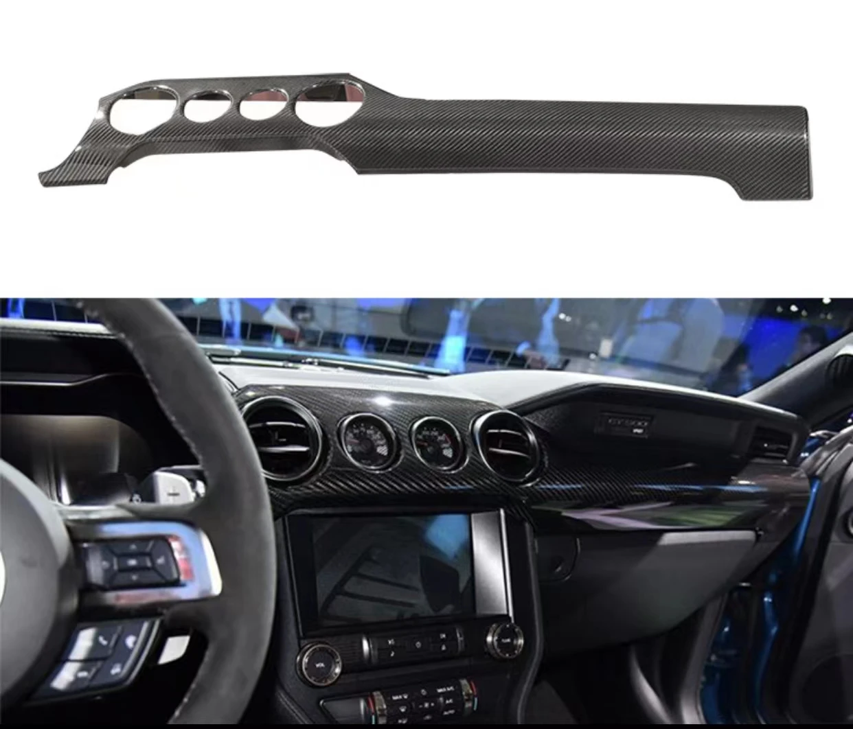 

Dry Carbon Fiber Car Center Console Dashboard Panel Cover Trim Fit For Ford Mustang 2015-2022