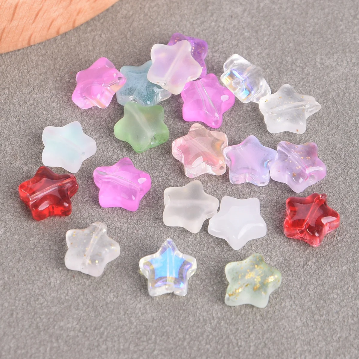 20PCS Small Star Shape 8mm Loose Glass Beads For Jewelry Making DIY Crafts Findings